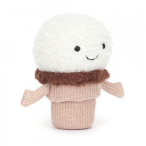 Comida Y Bebida Jellycat Amuseables Ice Cream Cone 14cm x 9cm x 5cm Blancas Argentina | RGCPU-5348