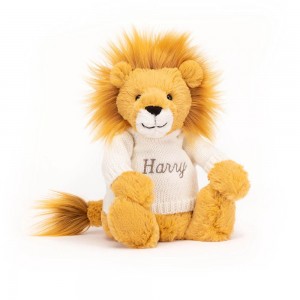 Jerséis Jellycat Bashful Lion with Personalised Cream Jumper 31cm x 12cm x 9cm Amarillo Argentina | UPSFY-8714